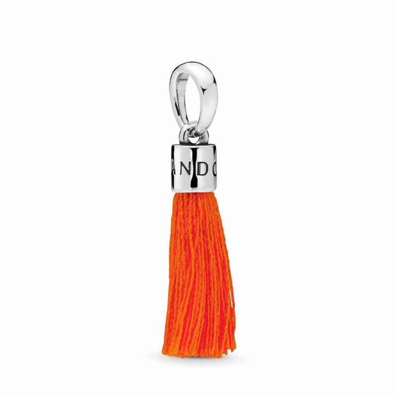 Pandantiv De Talisman Pandora Orange Fabric Tassel Argint/Portocalii (ptXJ5HNf)